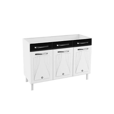 Gabinete de Cozinha Modulado Balcão Star New 3 Portas e 3 Gavetas 120cm Branco/Preto - Telasul