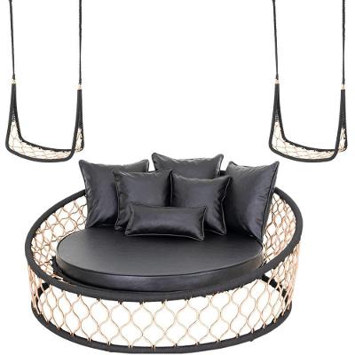 1 Chaise Almofadas 2 Balanços Suspenso Corda Náutica