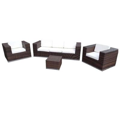 Conjunto De Sofá Fibra Sintética Argila Quadrado-1 Sofá 3L+2 Poltronas+1 Mesa Centro- Duna Cru