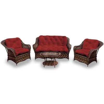 Conjunto De Sofá Fibra Sintética Naja-1 Sofá 2 L+2 Poltronas+1 Mesa Centro- Duna Vermelho