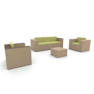 Conjunto De Sofá Fibra Sintética Taipa Quadrado-1 Sofá 3L+2 Poltronas+1 Mesa Centro- Lisato Verde