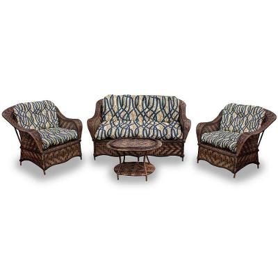 Conjunto De Sofá Fibra Sintética Naja-1 Sofá 2 L+2 Poltronas+1 Mesa Centro- Corda Náutica