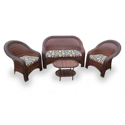 Conjunto De Sofá Fibra Sintética Karibe-1 Sofá 2L+2 Poltronas+1 Mesa Centro- Corda Náutica