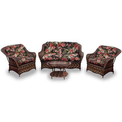 Conjunto De Sofá Fibra Sintética Naja - 1 Sofá 2 L + 2 Poltronas + 1 Mesa Centro - Tecido Maui Preto