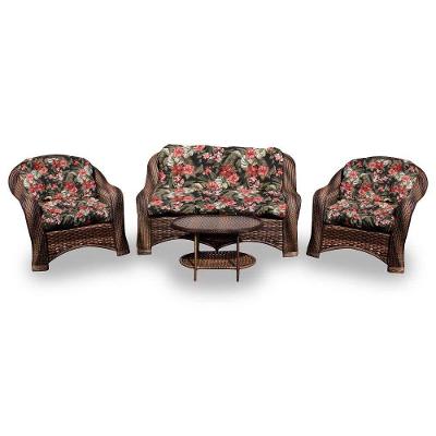 Conjunto De Sofá Fibra Sintética Melo - 1 Sofá 2 L + 2 Poltronas + 1 Mesa Centro - Tecido Maui Preto