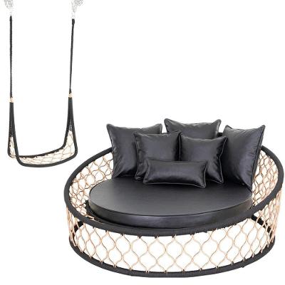 1 Chaise Almofadas 1 Balanço Suspenso Alumínio Corda Náutica