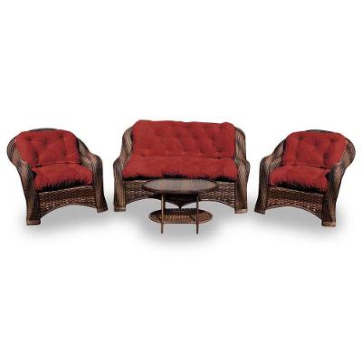 Conjunto De Sofá Fibra Sintética Melo-1 Sofá 2 L+2 Poltronas+1 Mesa Centro- Duna Vermelho