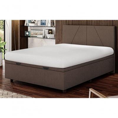 Base Cama Box Baú Casal Veludo Skybox Marrom