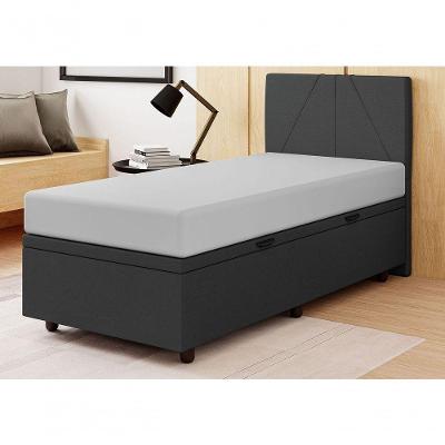 Base Cama Box Baú Solteiro Linho Skybox Preto