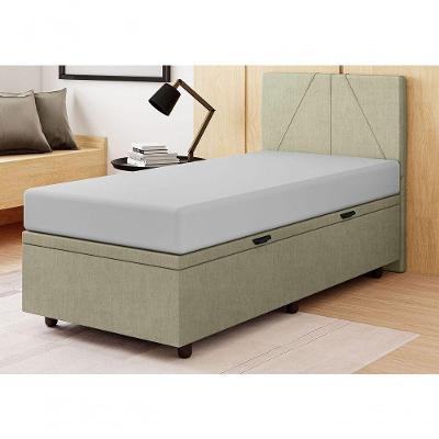 Base Cama Box Baú Solteiro Veludo Skybox Bege
