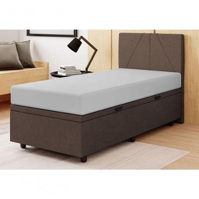 Base Cama Box Baú Solteiro Veludo Skybox Marrom