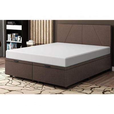 Base Cama Box Baú Casal Queen Size Veludo Skybox Marrom