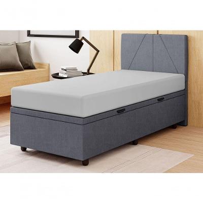 Base Cama Box Baú Solteiro Veludo Skybox Cinza