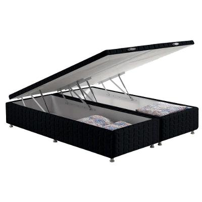 Cama Box Baú Universal Queen Bordado Black (158x198x35) - Anjos