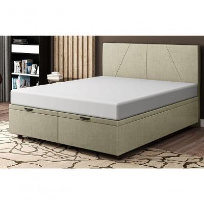Base Cama Box Baú Casal Queen Size Veludo Skybox Bege