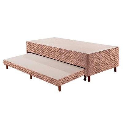 Cama Box Base C-auxiliar Universal Solteiro Rústico Bordado Clean (88x188x30) - Paropas