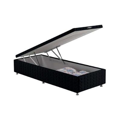 Cama Box Baú Universal Solteiro Bordado Black (88x188x35) - Anjos