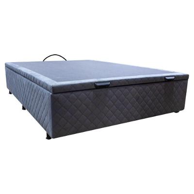 Base Cama Box Baú Casal Suede Cinza