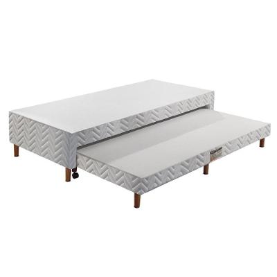 Cama Box Base c/Auxiliar Universal Solteiro Tecido Bordado White (88x188x30) - Paropas