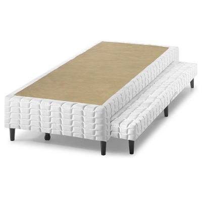 Cama Box Base c/Auxiliar Universal Solteiro Bordado White (88x188x25) - Anjos