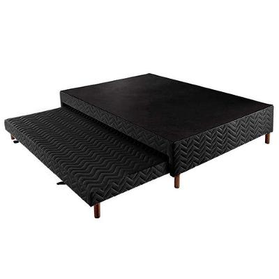 Cama Box Base c/Auxiliar Casal Sommier Rústico Bordado Black (138x188x30) - Paropas