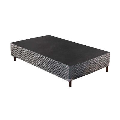 Cama Box Base Universal Solteiro Sommier Rústico Bordado Gray (88x188x30) - Paropas
