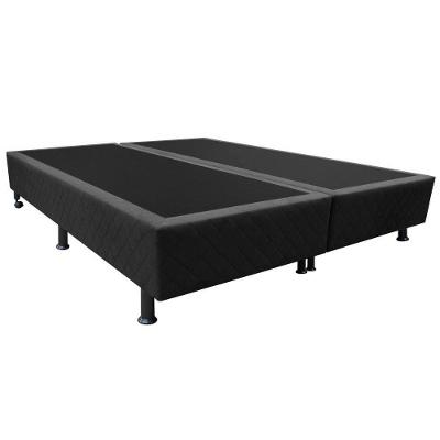 Base Box Para Cama Casal Queen 158x198cm Bipartido Liz S05 Suede Bordado Preto - Mpozenato