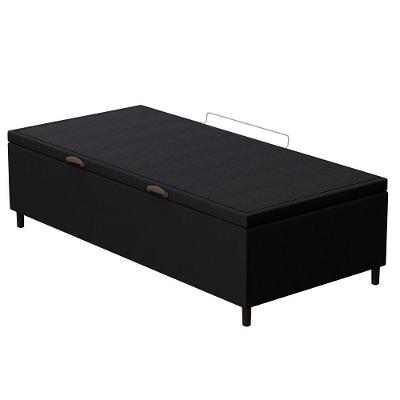 Base Para Cama Box Baú Solteiro 88X188Cm Hit Suede Preto