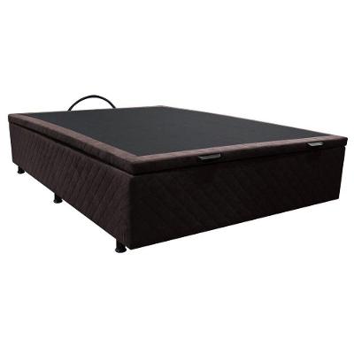 Base Box Baú Para Cama Viúva 128x188cm Liz S05 Suede Bordado Marrom - Mpozenato