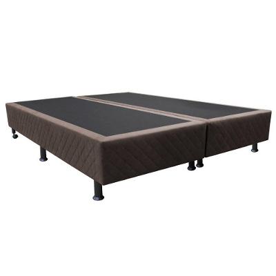 Base Box Para Cama Casal Queen 158x198cm Bipartido Liz S05 Suede Bordado Marrom - Mpozenato