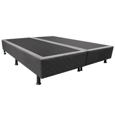 Base Box Para Cama Casal Queen 158x198cm Bipartido Liz S05 Suede Bordado Cinza - Mpozenato