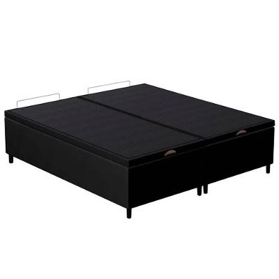 Base Cama Box Baú Casal Queen 158cm Hit I02 Suede Preto