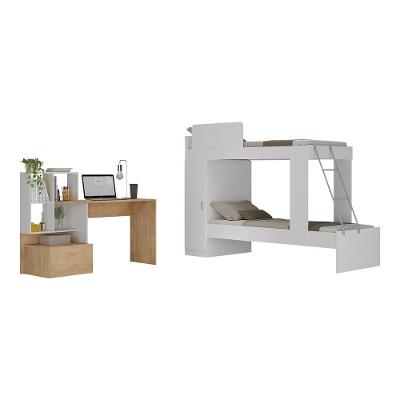 Conjunto Quarto Beliche Com Escrivaninha Multimóveis Mp4125 Branco/rustic Branco/rustic