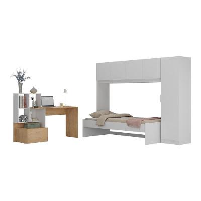Conjunto Quarto Cama De Solteiro Com Guarda-roupas E Escrivaninha Multimóveis Mp4123 Branco/rustic Branco/rustic