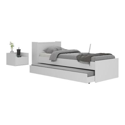 Conjunto Quarto Bicama Com Baú E Mesa De Cabeceira Suspensa Multimóveis Mp4119 Branco Branco
