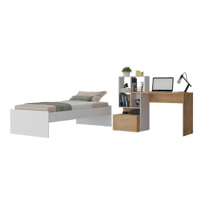 Conjunto Quarto Cama De Solteiro Com Escrivaninha Multimóveis Mp4124 Branco/rustic Branco/rustic