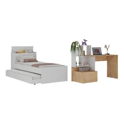 Conjunto Quarto Bicama Com Baú E Escrivaninha Multimóveis Mp4122 Branco/rustic Branco/rustic