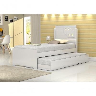 Cama De Solteiro Bibox Luiza Branco Com Auxiliar - Vitamov