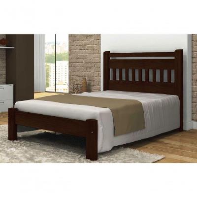 Cama De Casal Antares De Madeira Maciça Angelim Pedra/tauari - Cor Tabaco
