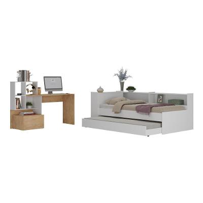 Conjunto Quarto Bicama Baú Com Prateleira E Escrivaninha Multimóveis Mp4126 Branco/rustic Branco/rustic