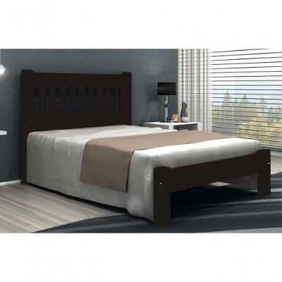 Cama De Casal Pérola De Madeira Maciça Angelim Pedra/tauari - Cor Tabaco
