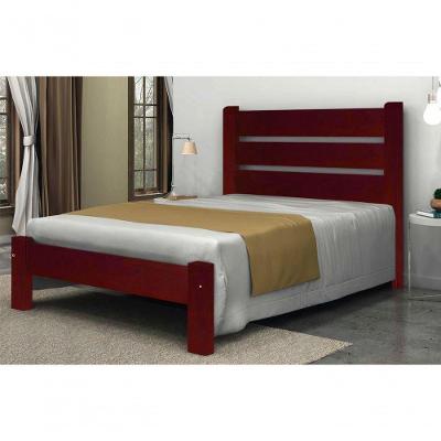 Cama De Casal Maiorca De Madeira Maciça Angelim Pedra/tauari - Cor Mogno