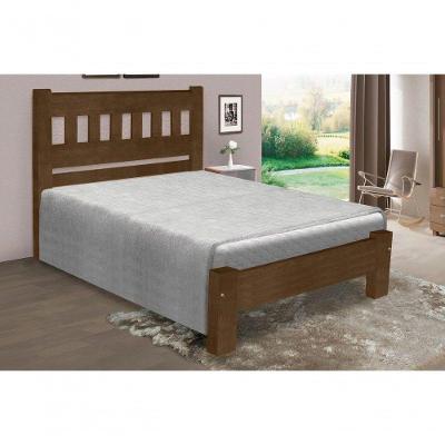 Cama De Casal Madri De Madeira Maciça Angelim Pedra/tauari - Cor Imbuia