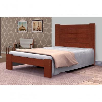 Cama De Casal Malbec De Madeira Maciça Angelim Pedra/tauari - Cor Castanho