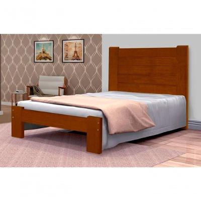 Cama De Solteiro Malbec De Madeira Maciça Angelim Pedra/tauari - Cor Castanho