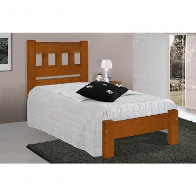 Cama De Solteiro Madri De Madeira Maciça Angelim Pedra/tauari - Cor Mel