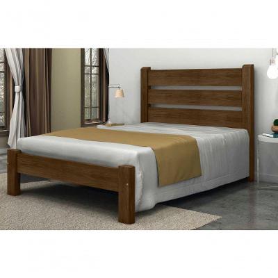 Cama De Casal Maiorca De Madeira Maciça Angelim Pedra/tauari - Cor Imbuia