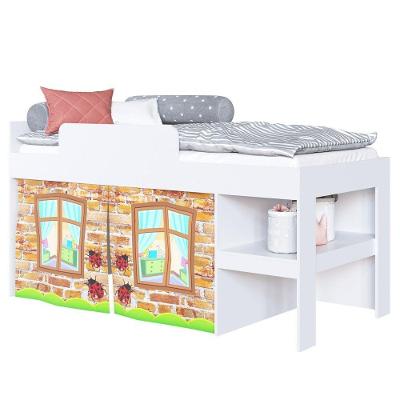 Cama Elevada Com Cortina Imaginação Meu Fofinho A05 Branco
