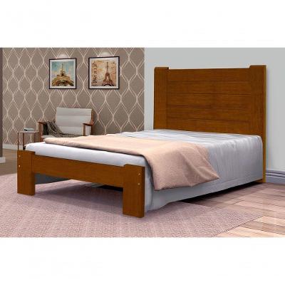 Cama De Casal Malbec De Madeira Maciça Angelim Pedra/tauari - Cor Imbuia