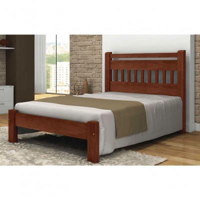 Cama De Casal Antares De Madeira Maciça Angelim Pedra/tauari - Cor Castanho